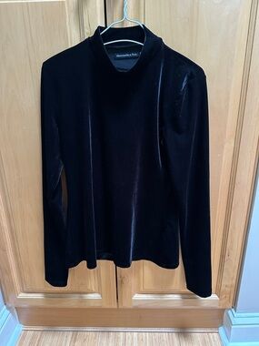 Abercrombie & Fitch Black Velvet Mock Neck Top XS Stretch